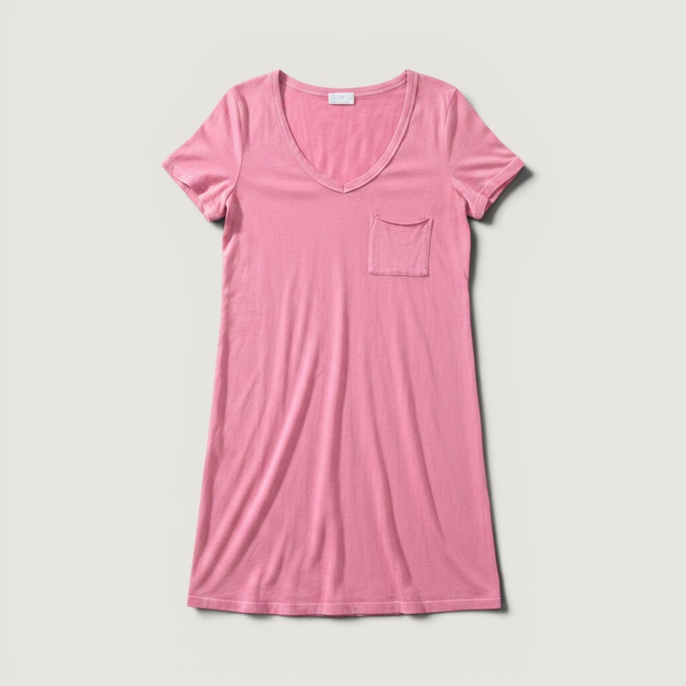 T.LA V-Neck Pocket Tee Shirt Dress Small Pink Excellent Short Sleeve Cotton